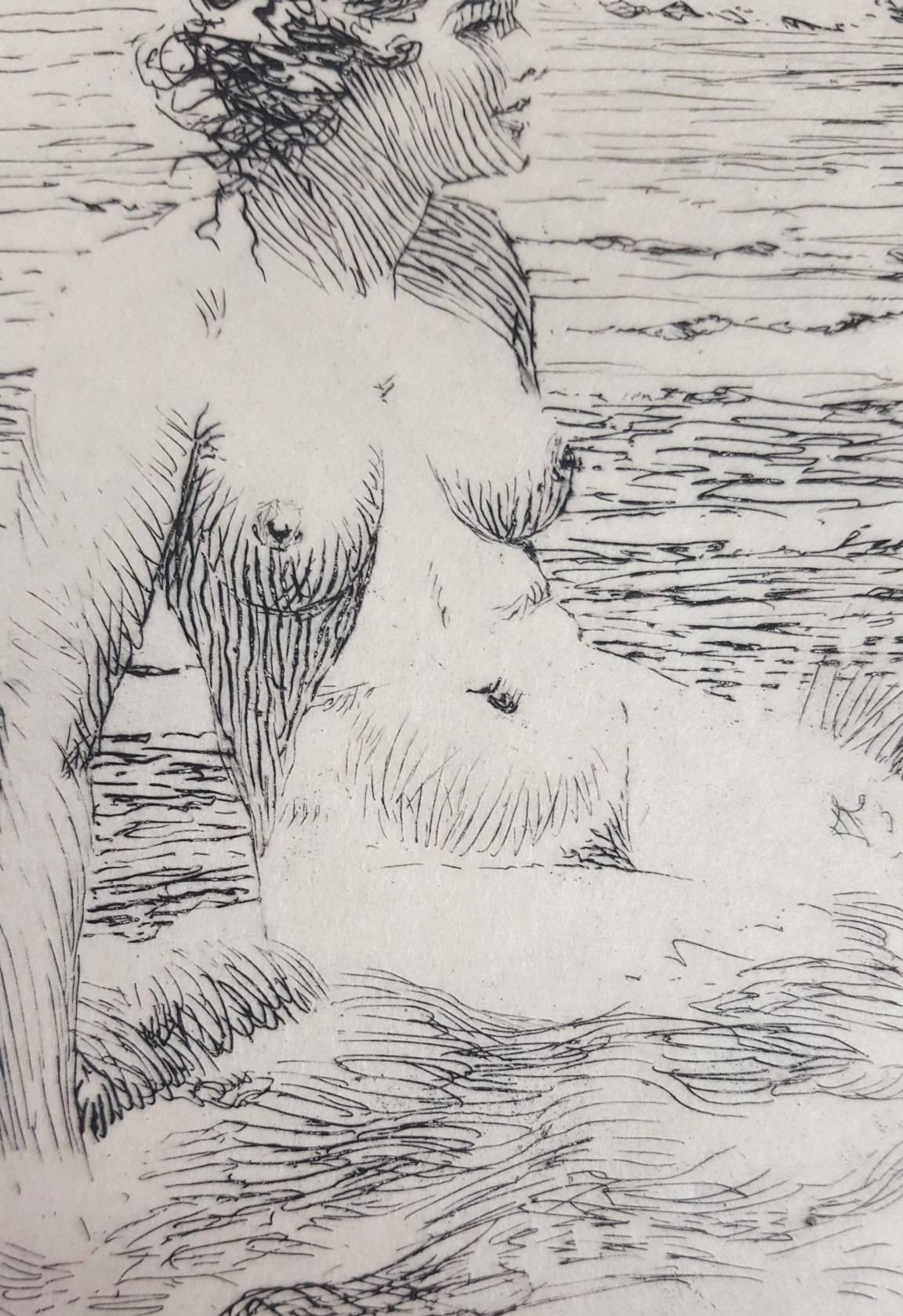 Afternoon - Gray Nude Print by T. A. Law