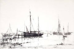 Crab Boats, Southampton Water /// Impressionist British Seascape Ship Maritime