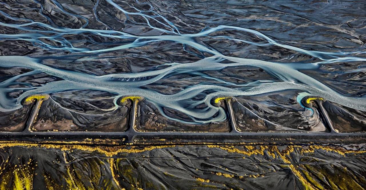 Edward Burtynsky Landscape Photograph - Markarfljot River #3, Erosion Control, Iceland