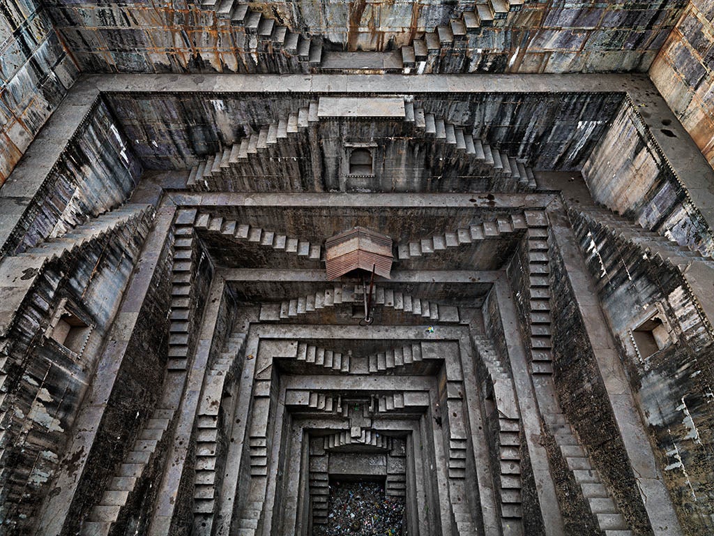 Edward Burtynsky Landscape Photograph - Stepwell #5, Nagar Kund Baori, Bundi, Rajasthan, India