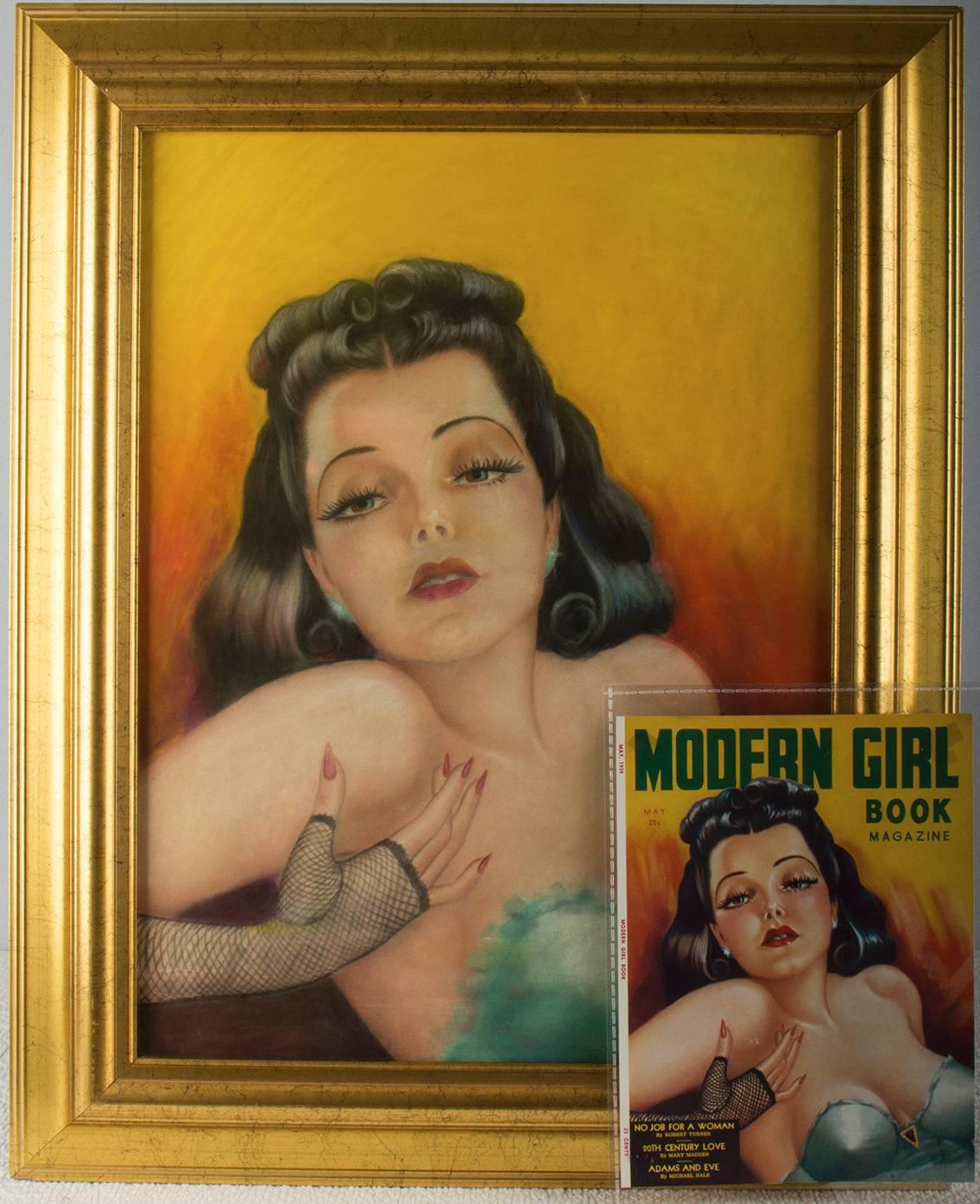 Modern Girl Pin Up - Painting by Cardwell Higgins
