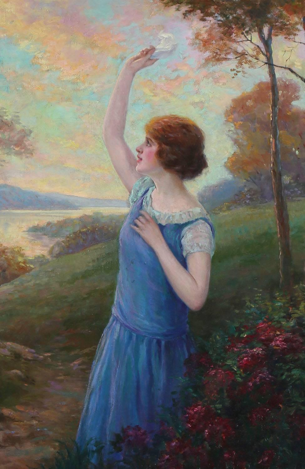 Winken zum Abschied (Schwarz), Figurative Painting, von F.R. Harper