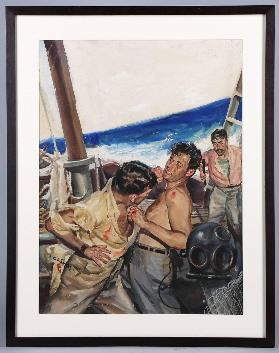 C.C. Beall Figurative Painting - Battle on the High Seas
