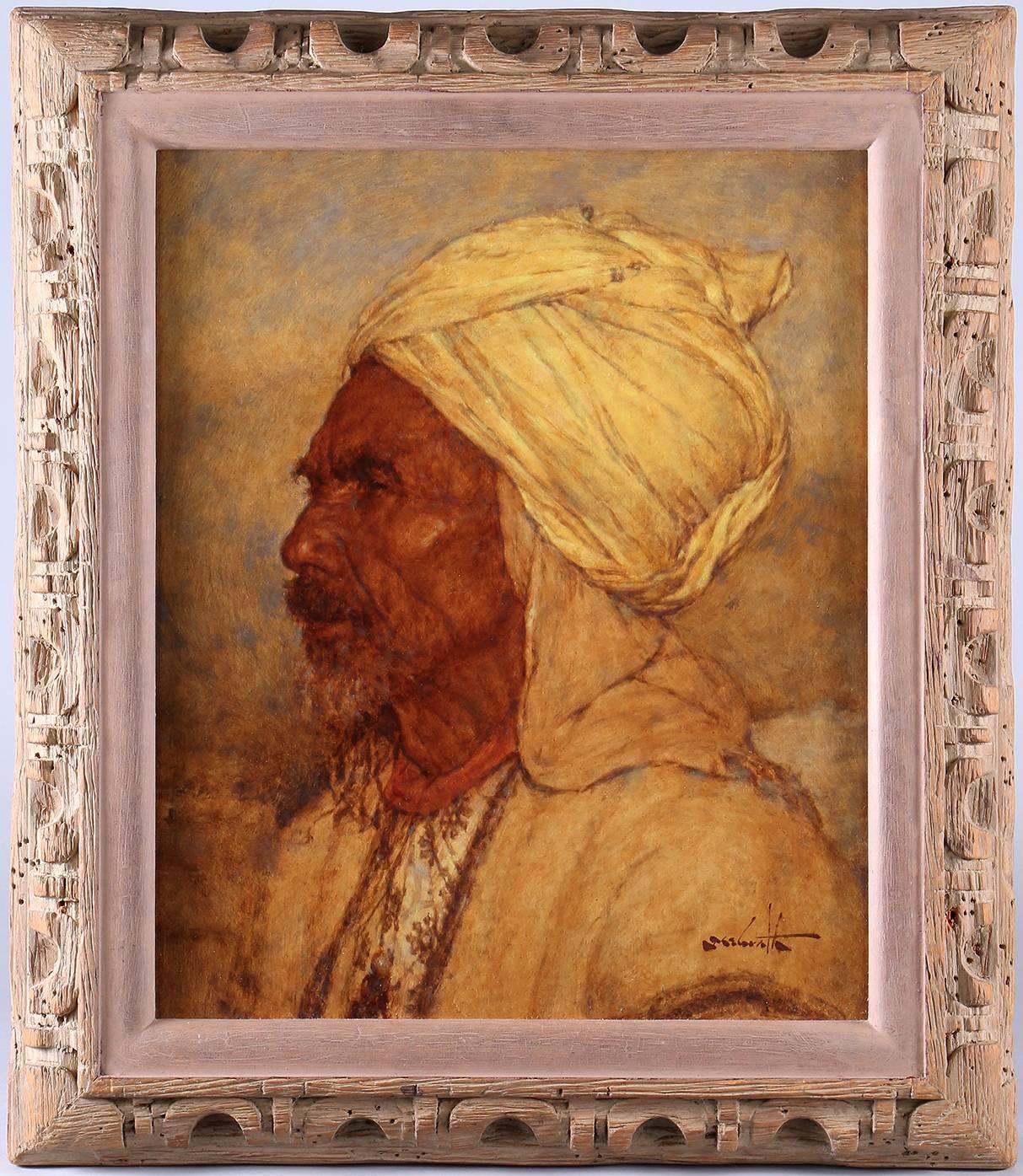 Portrait Painting di Clarence McGrath - Uomo col turbante del Nepal