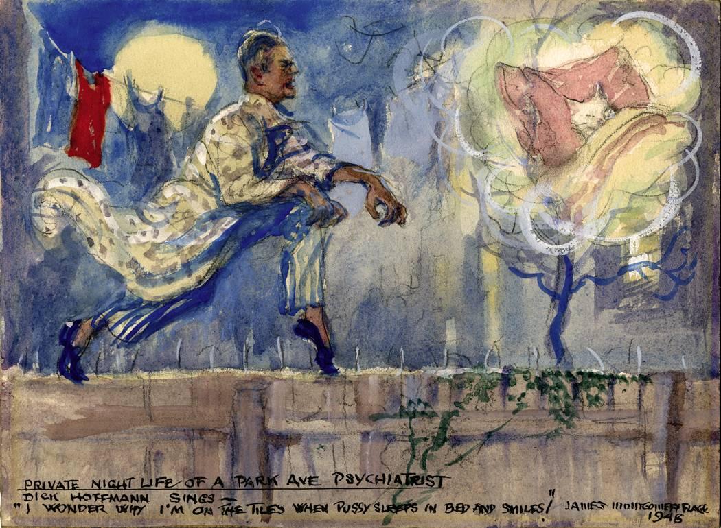 Figurative Painting James Montgomery Flagg - Life de nuit privée d
un psychédélique