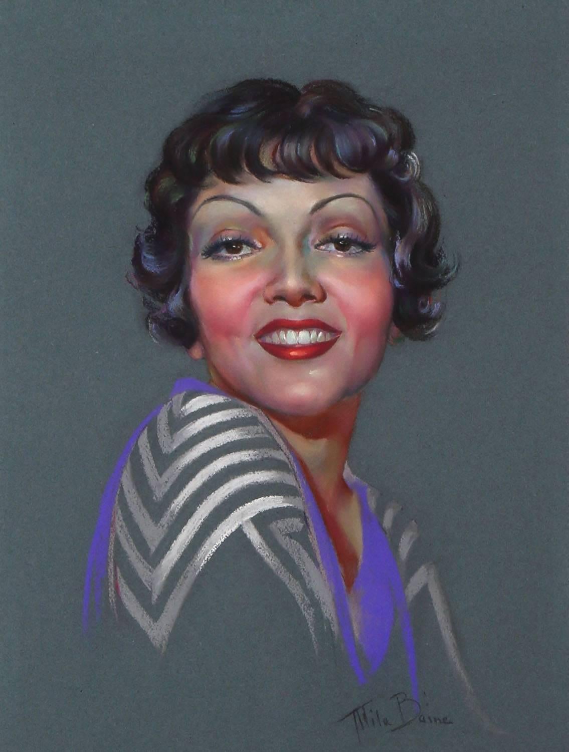 Mila Baine Portrait Painting - Claudette Colbert