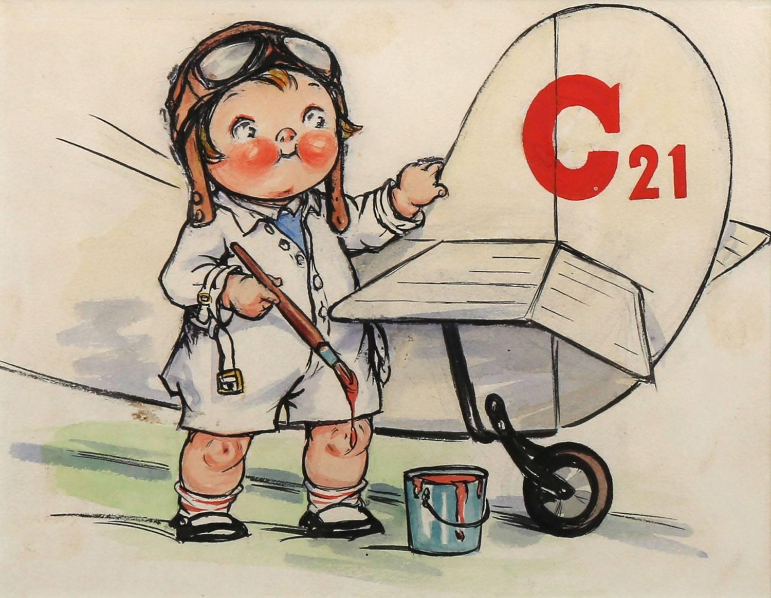 Unknown Portrait Painting - Campbell's Soup Kid Aviator