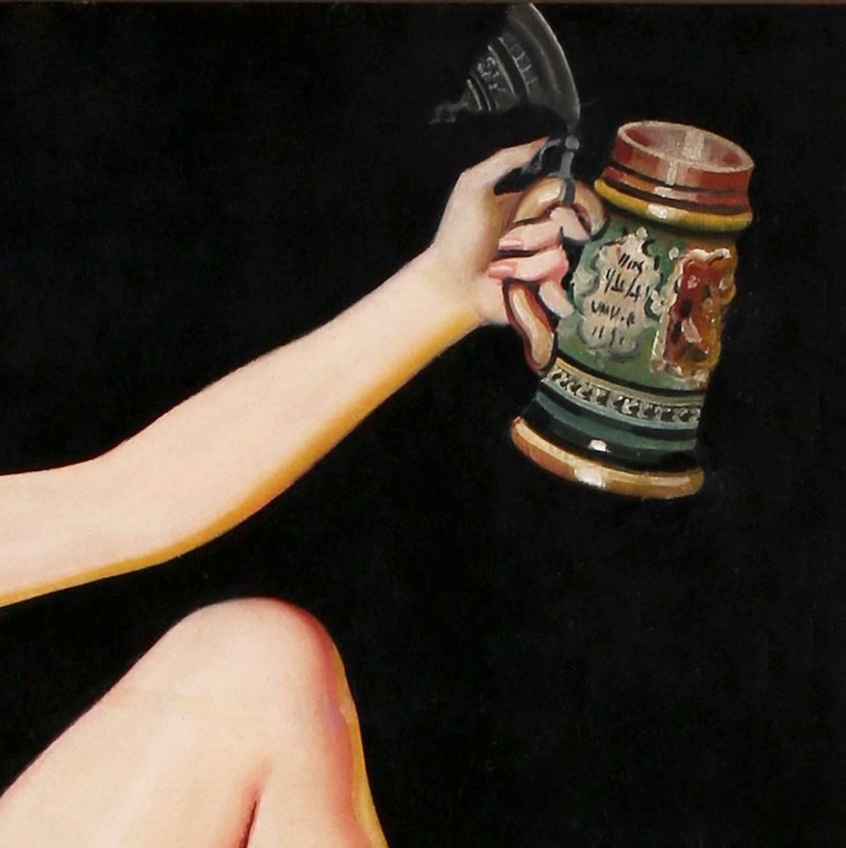 Spicy Pulp Beer Hall Girl - American Realist Painting by Earle K. Bergey