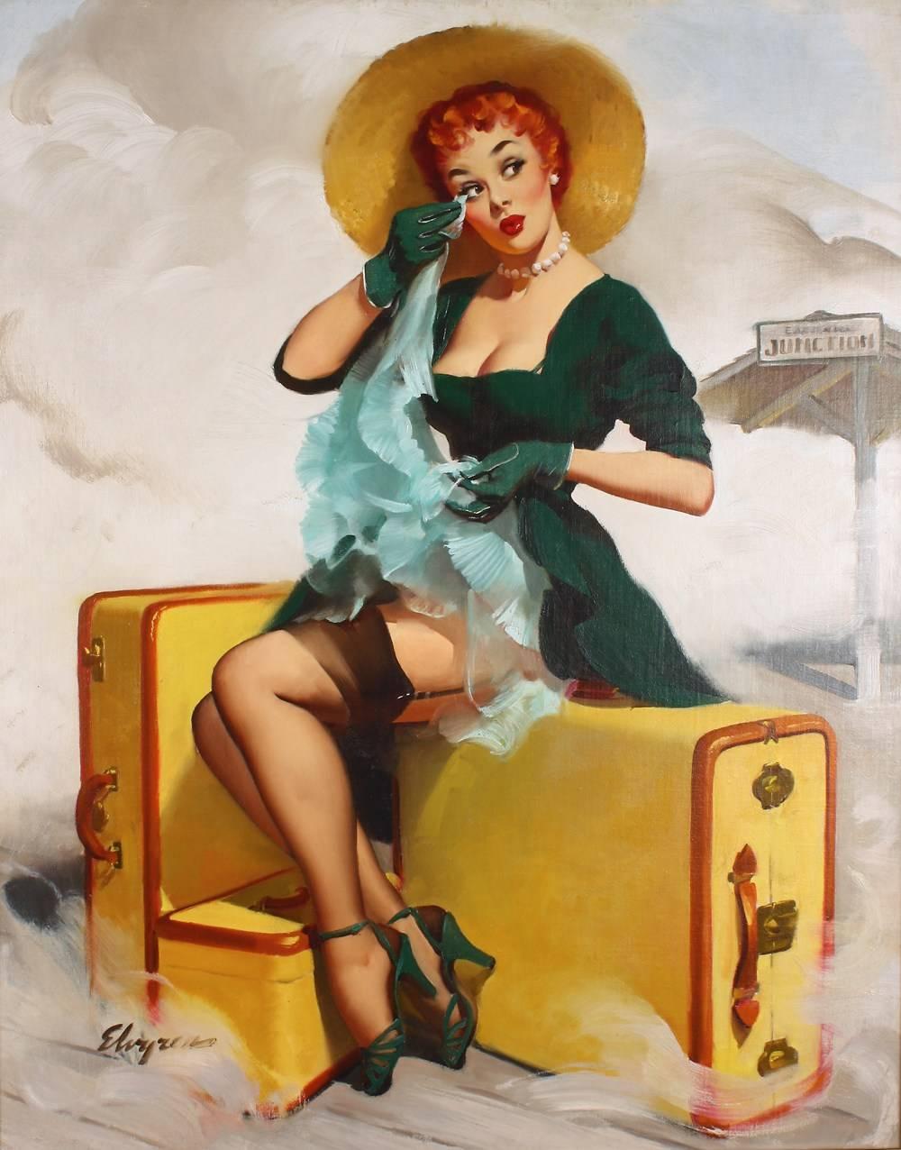 Gil Elvgren Figurative Painting - Welcome Traveler