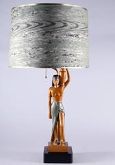 Vintage Sculpted Nude Figural Wood Lamp 