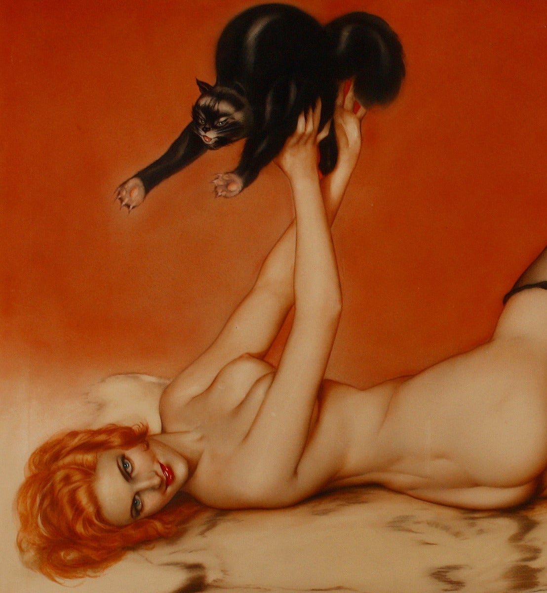 Feline Entr'acte - Art Deco Painting by Alberto Vargas