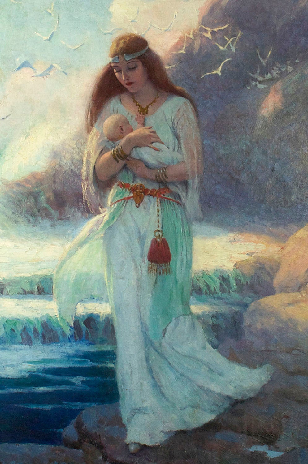 A Viking Mother - Painting by Frank Stick