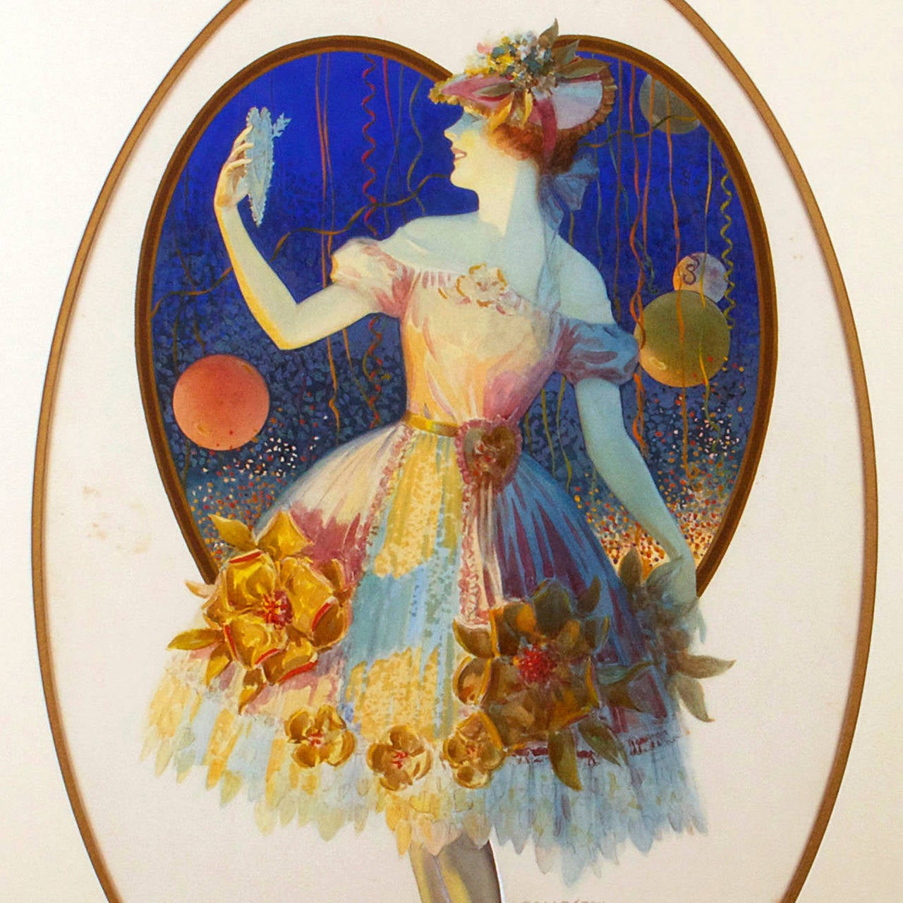 The Valentine Girl - Art Deco Painting by Edward Eggleston