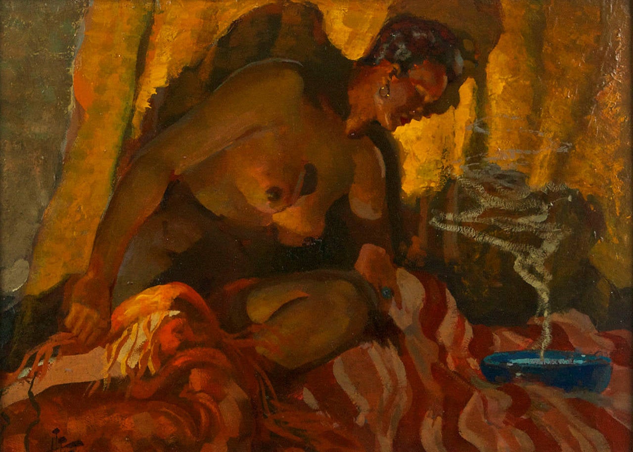 Harry T. Fisk Figurative Painting - Nude Contemplation