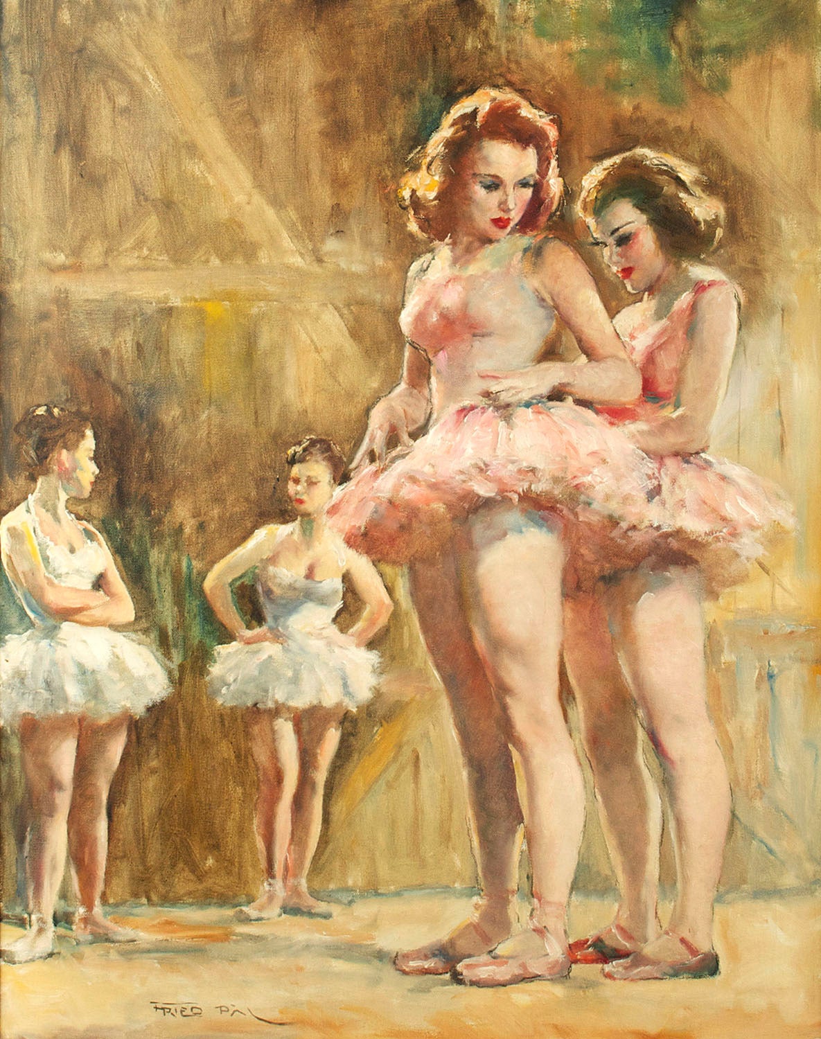 Pal Fried Figurative Painting – Ballettunterricht