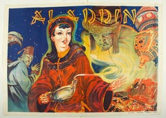 Aladdin Orientalist Art Deco Theatrical Stone Lithograph Poster