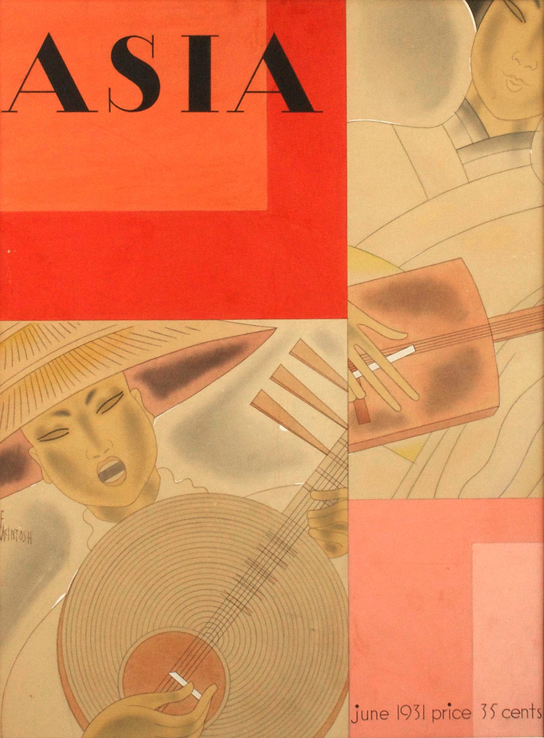 Frank McIntosh Abstract Painting - Japanese Musicians
