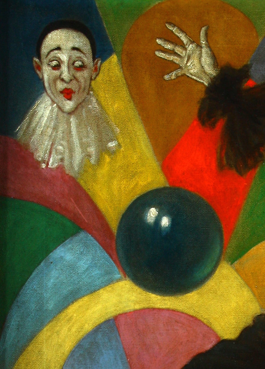 The Pierrot Dancer - Brown Figurative Painting by Archie Gunn