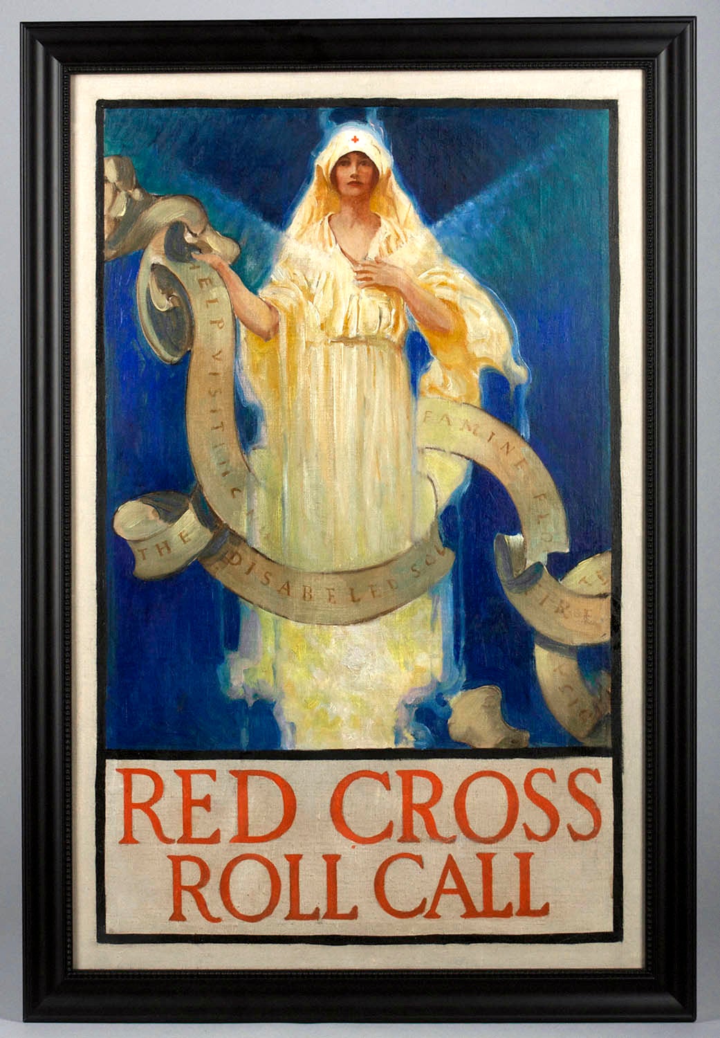 Unknown Figurative Painting - Red Cross Roll Call