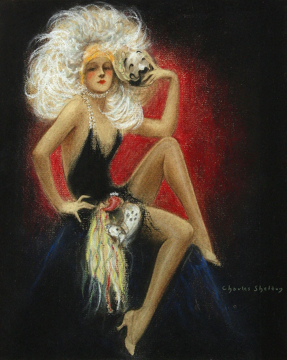 Charles Sheldon Figurative Art - Follies Girl in Red