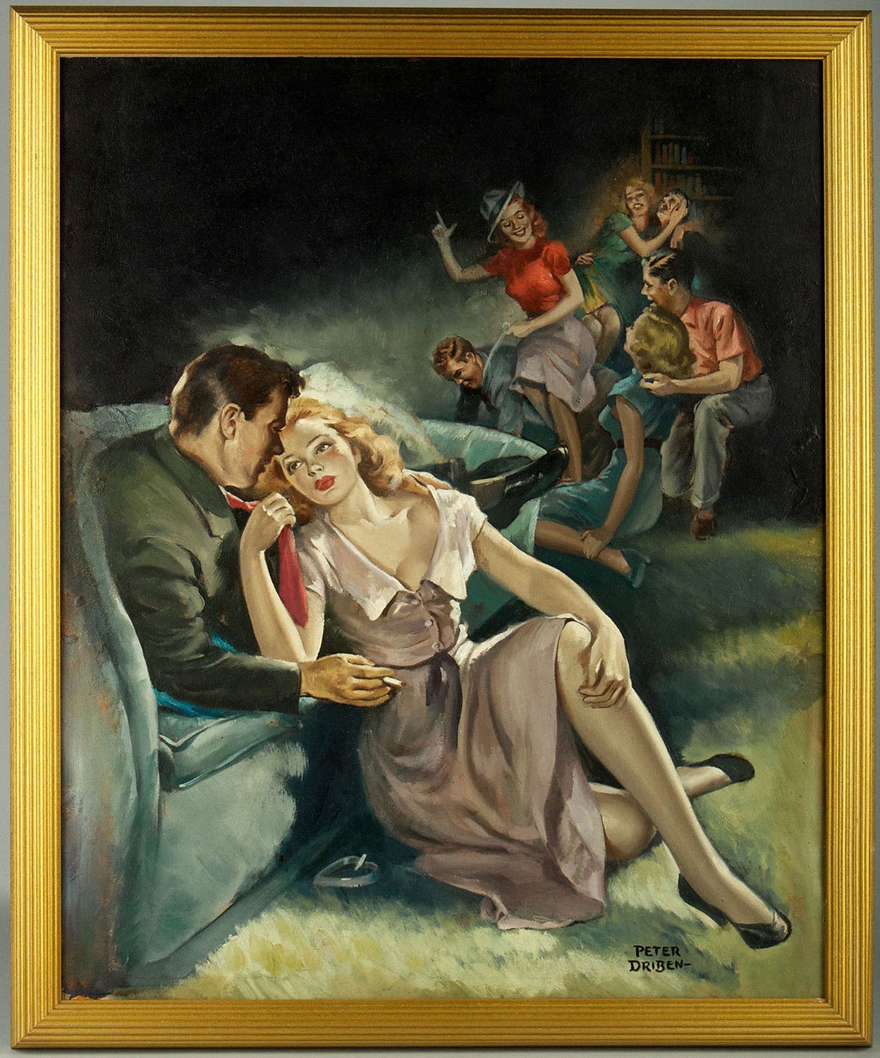 La chambre à coucher - Beige Figurative Painting par Peter Driben