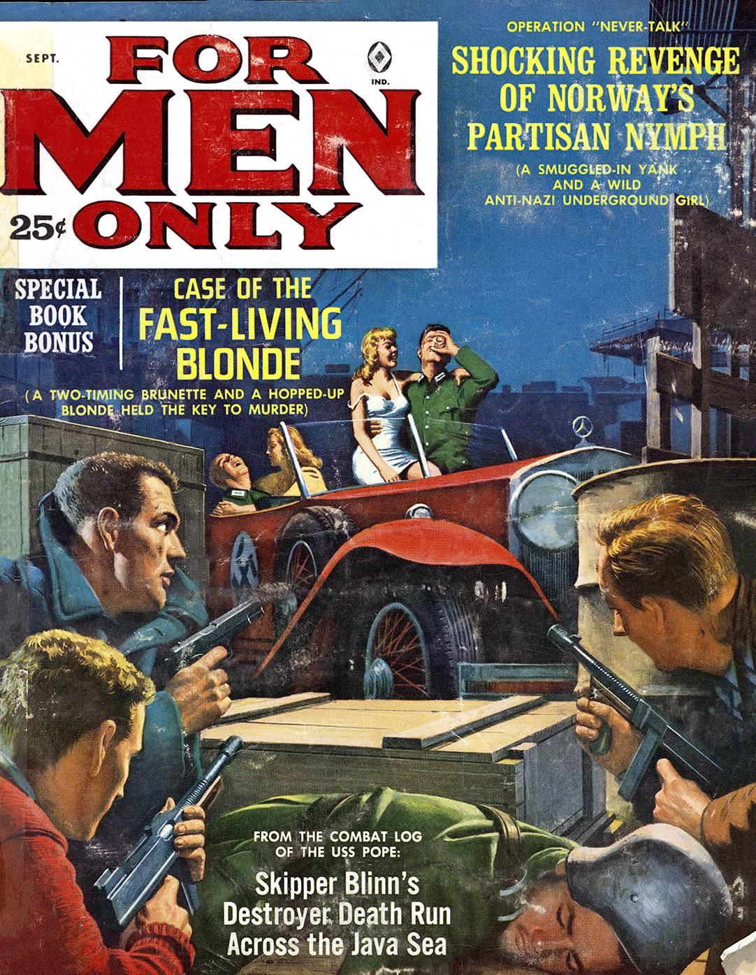 An original gouache on board created for the cover of the September 1962 edition of For Men Only, illustrating the story 