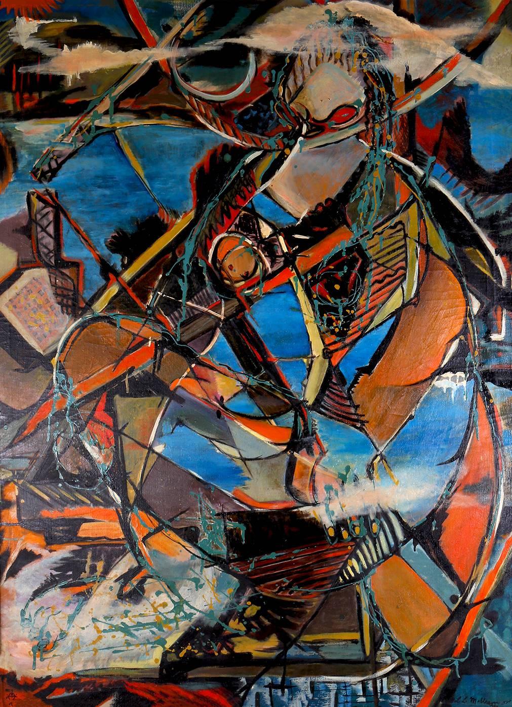 Lester Molleson Abstract Painting - Cyclops Over Jones Island
