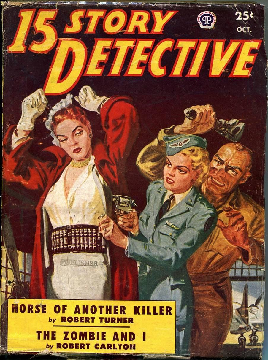 15 Story Detective Pulp Cover - Painting by Norman Saunders