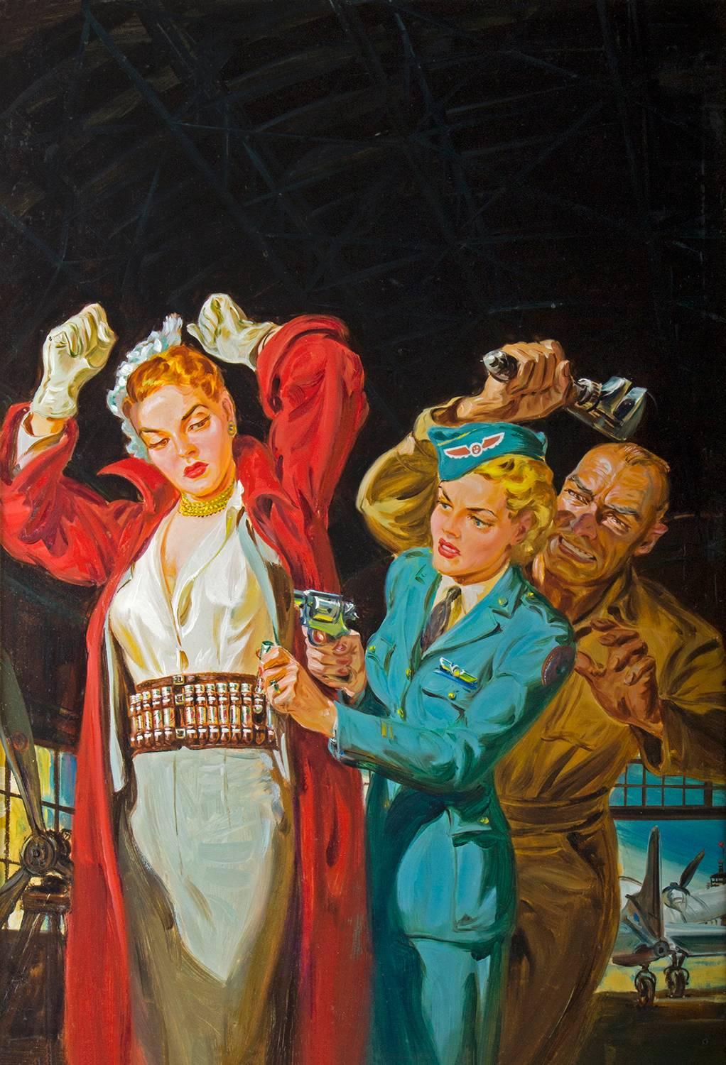 Norman Saunders Figurative Painting - 15 Story Detective Pulp Cover