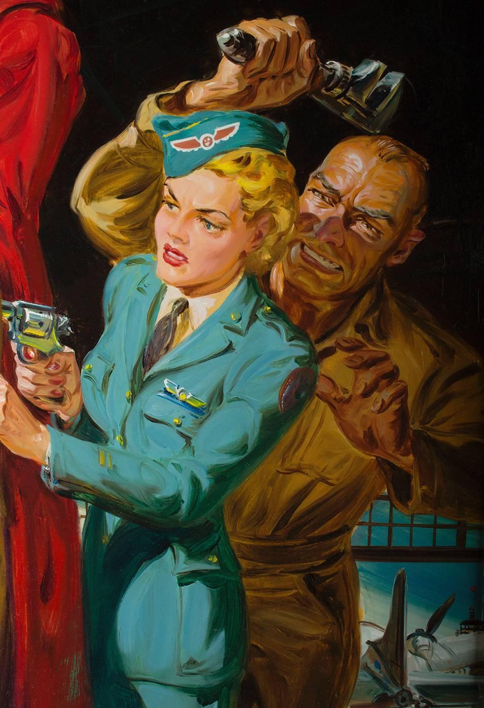 15 Story Detective Pulp Cover - American Realist Painting by Norman Saunders