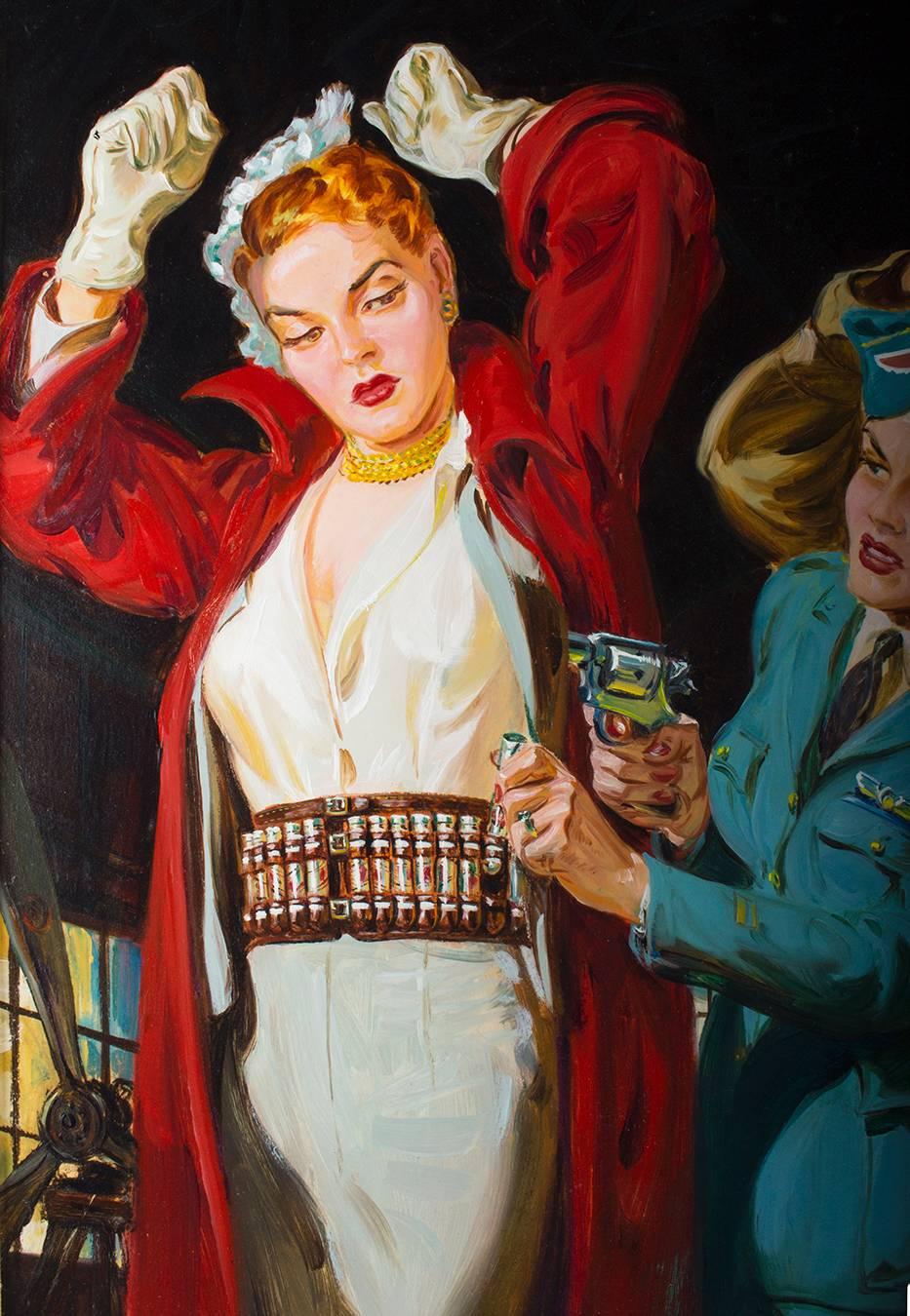 15 Story Detective Pulp Cover - Black Figurative Painting by Norman Saunders