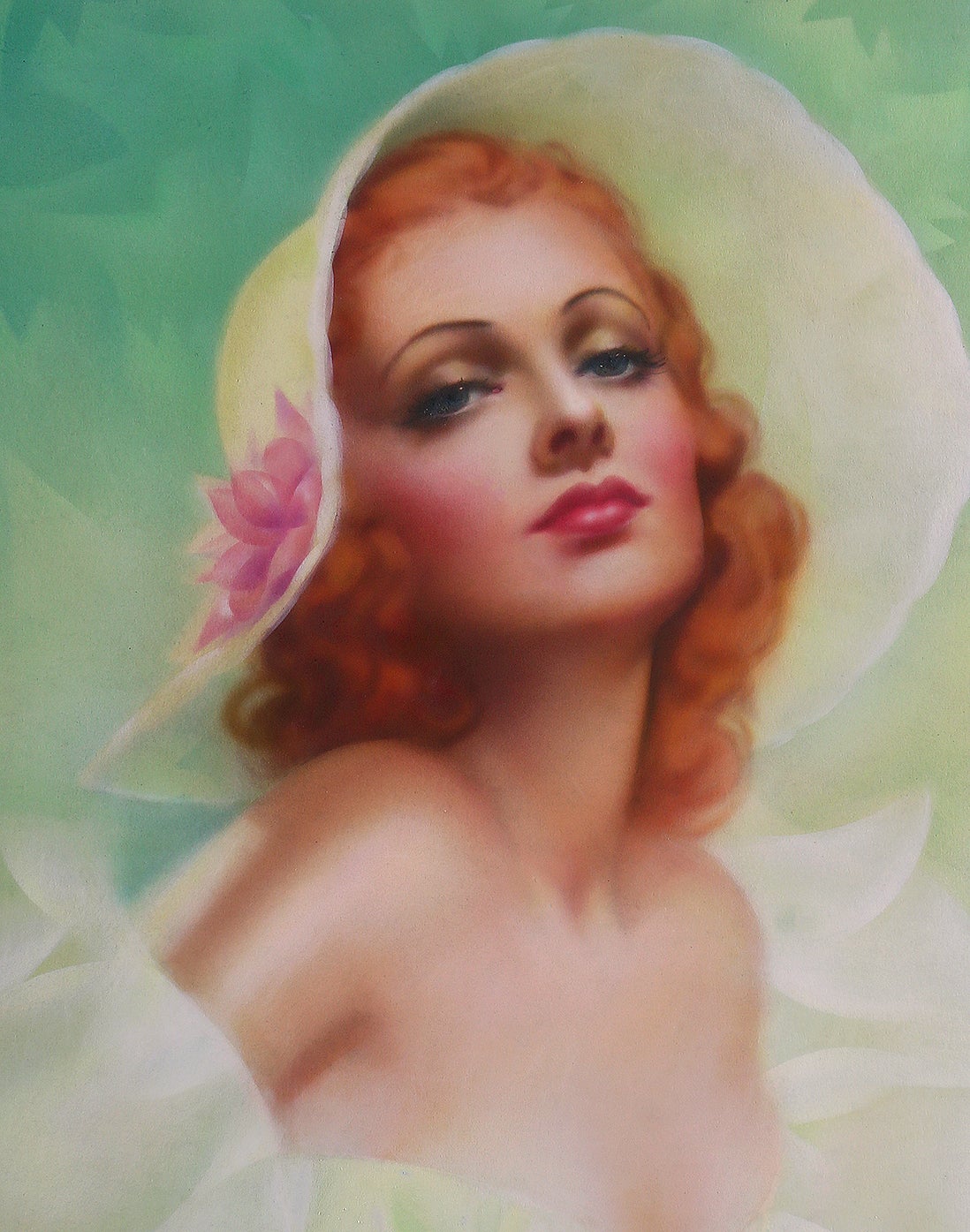 Original Pearl Frush WOMAN FORMAL DRESS Art Lithograph Pinup Print 1940s NOS 
