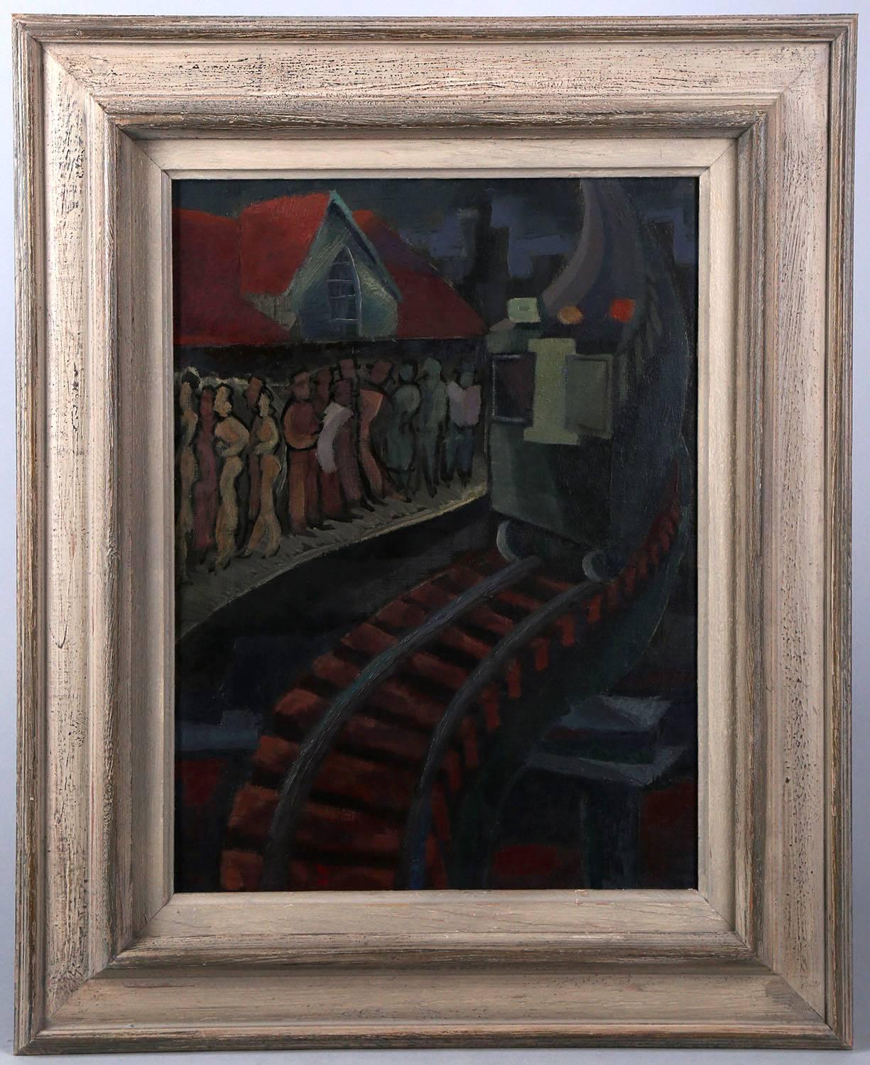 Subway Platform At Night  - Painting by Alfred Statler