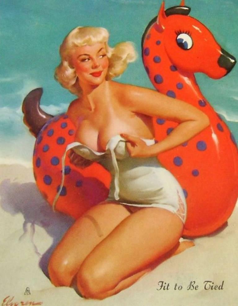 Fit To Be Tied - Preliminary Drawing - Art by Gil Elvgren