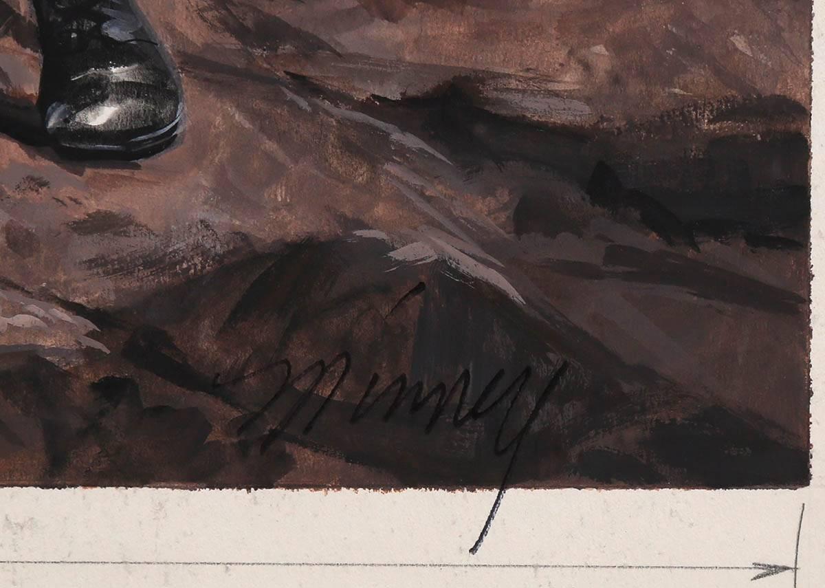 Man's World Nazi Battle Scene - Painting by Bruce Minney