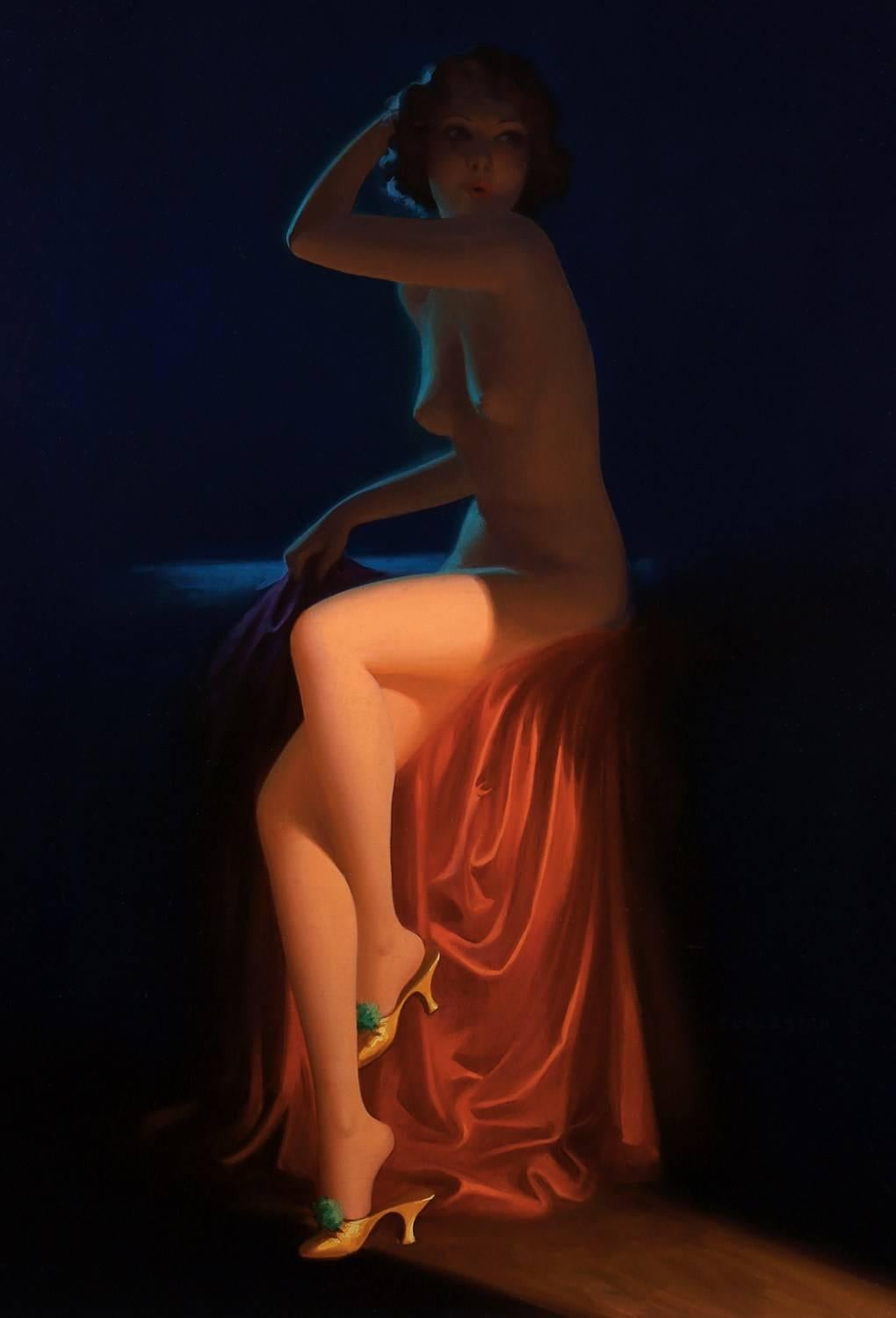 Who's There? - Art Deco Painting by Edward Eggleston