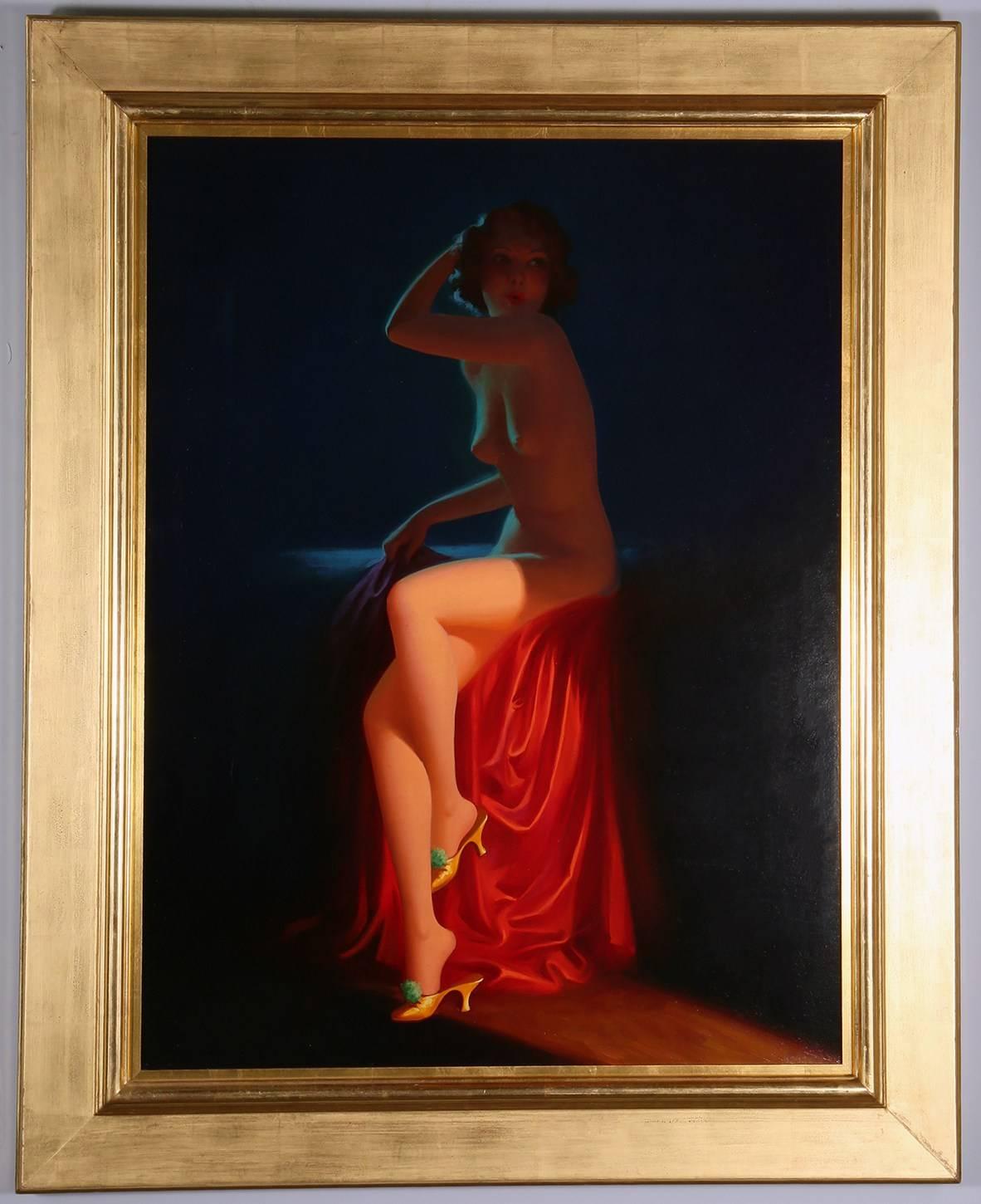 Who's There? - Black Nude Painting by Edward Eggleston