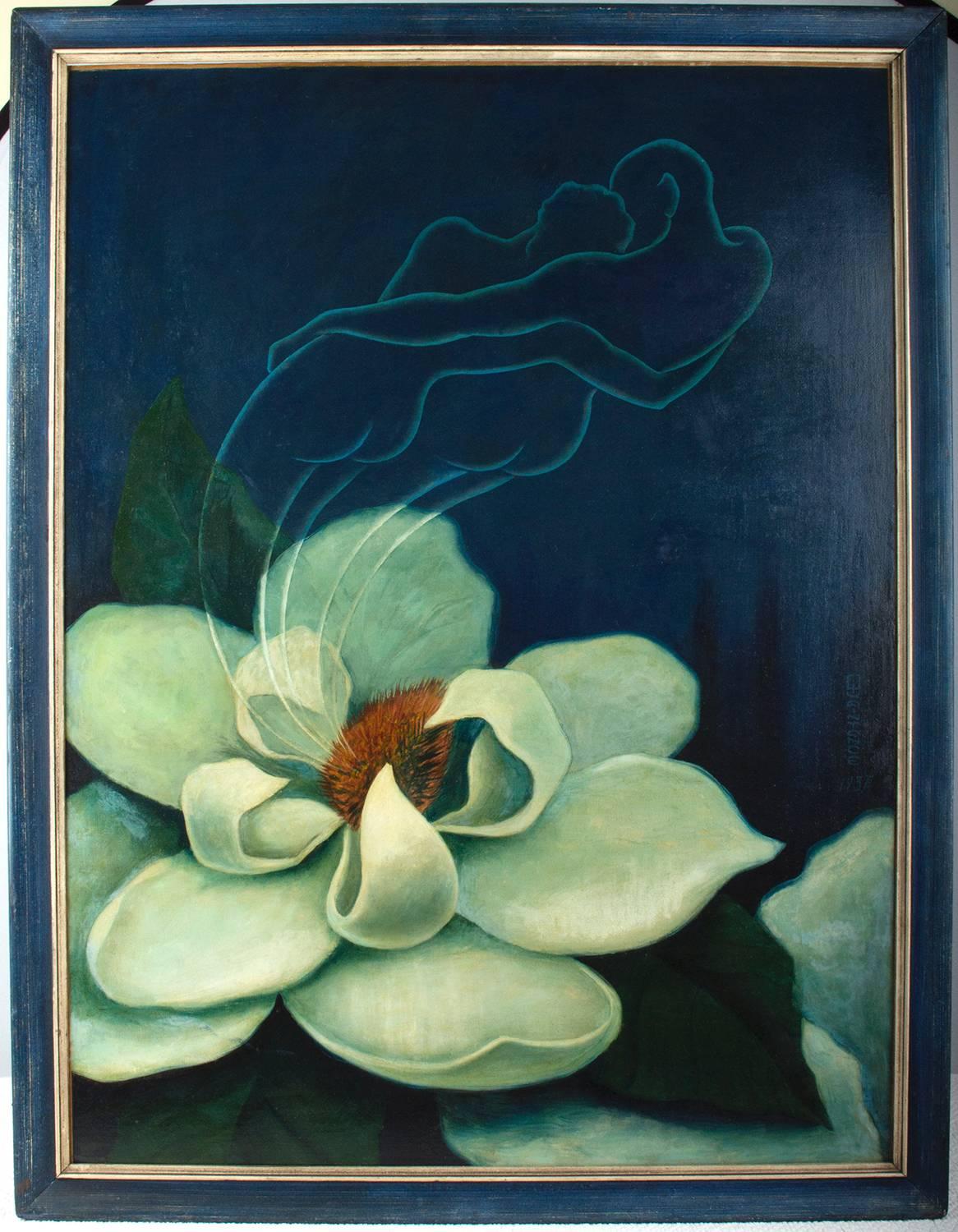 George Quaintance Nude Painting - Nudes Emerging Through A Water Lily