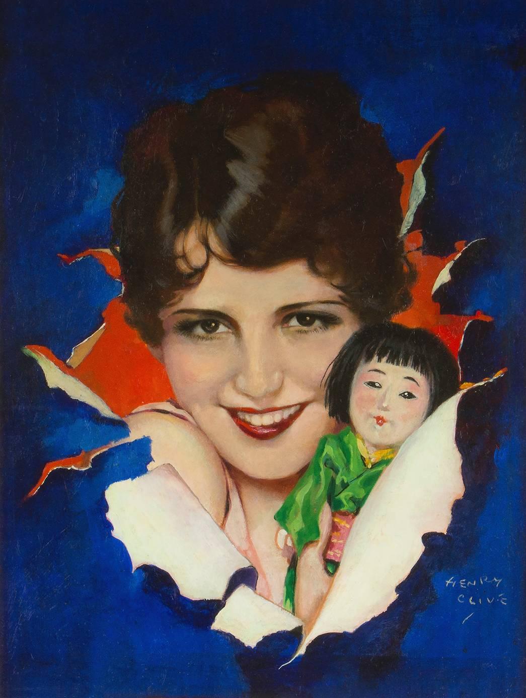 Henry Clive Portrait Painting - Portrait of Silent Film Star Sue Carol with Boudoir Doll