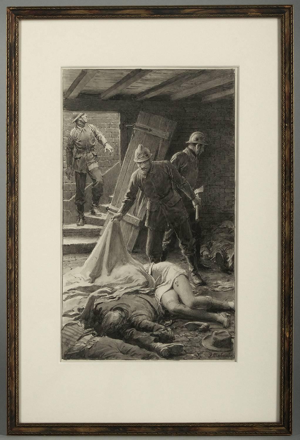 French Murder - Painting by Fortunino Matania