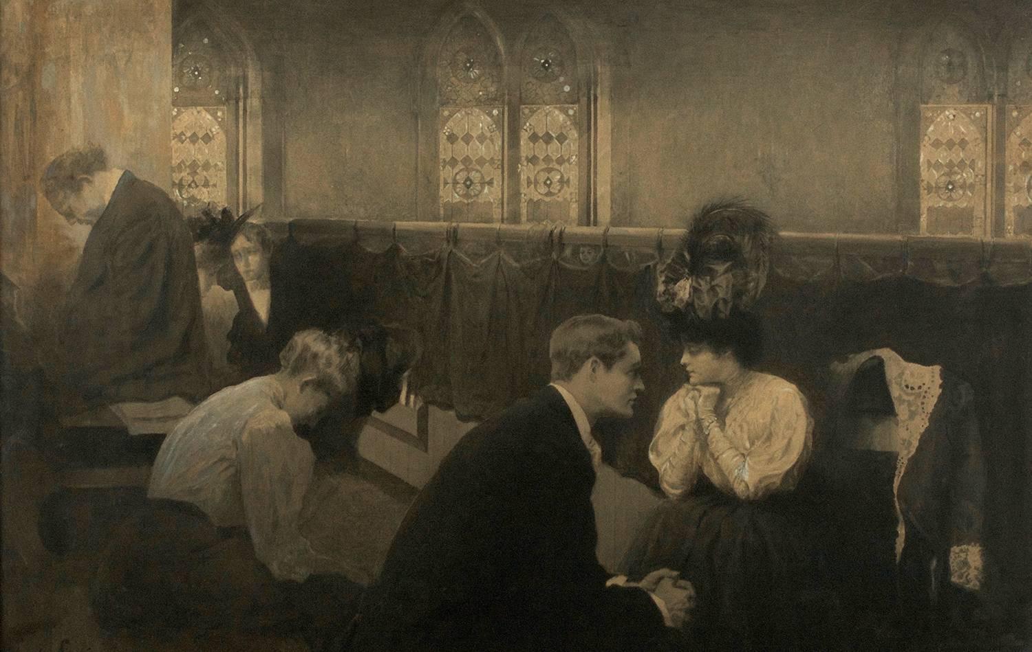 C. Clyde Squires Portrait - Victorian Mourning Interior Scene