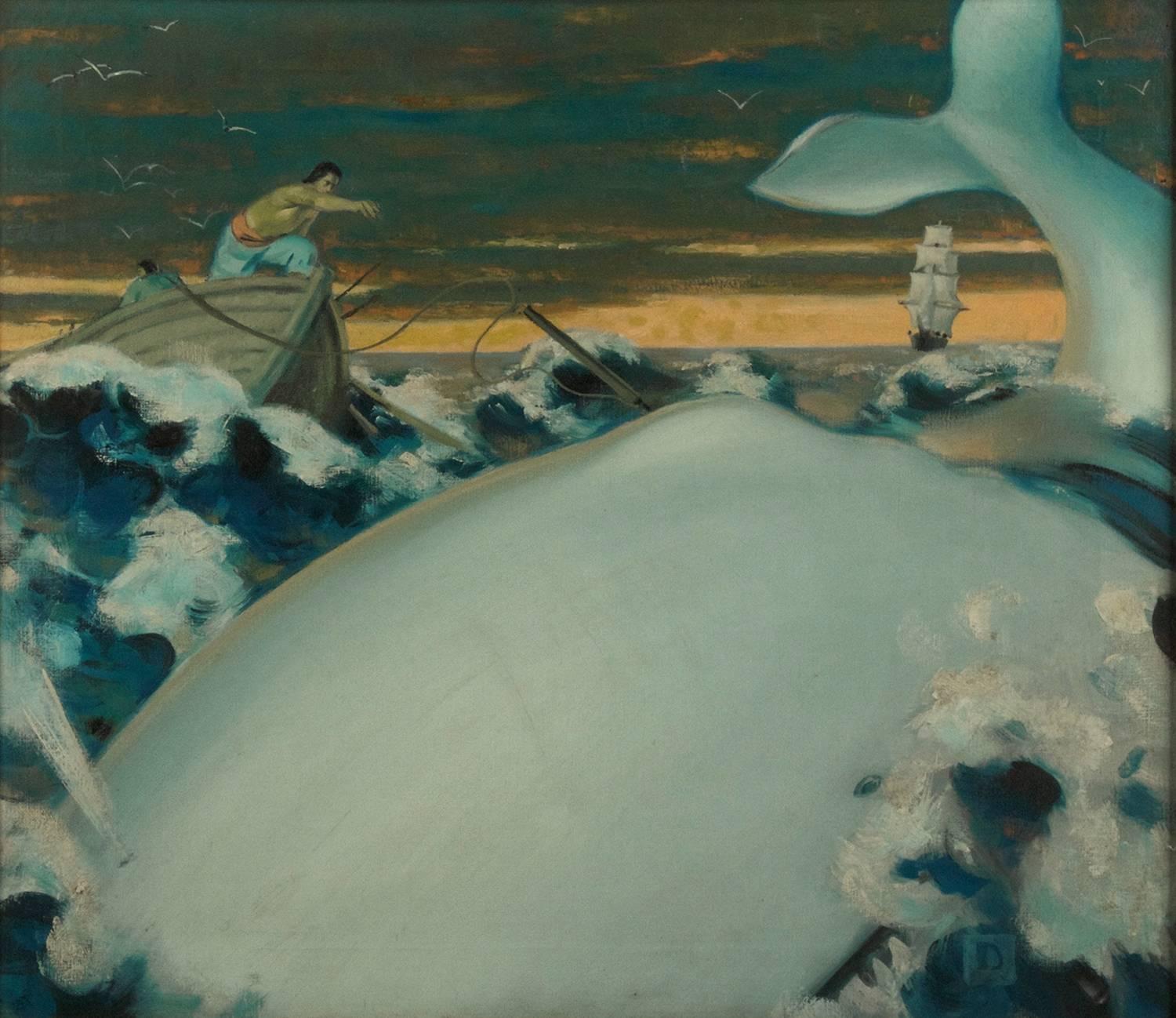 Spencer Douglass Crockwell Animal Painting - Harpooning a Whale