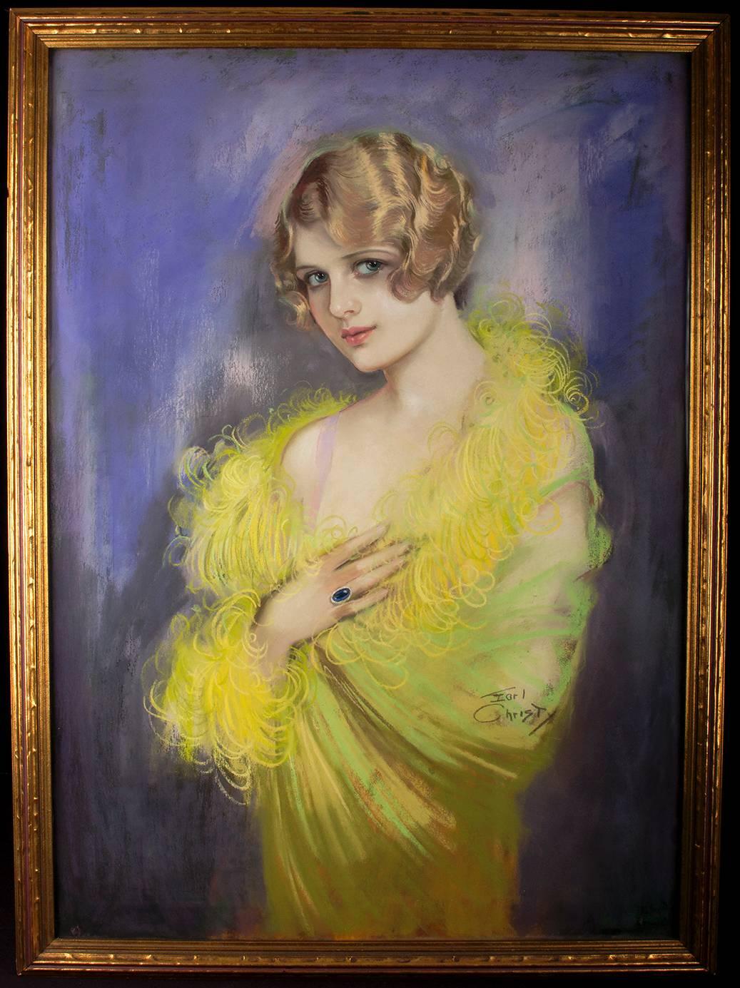 Flapper With Bobbed Hair - Painting by Earl Christy