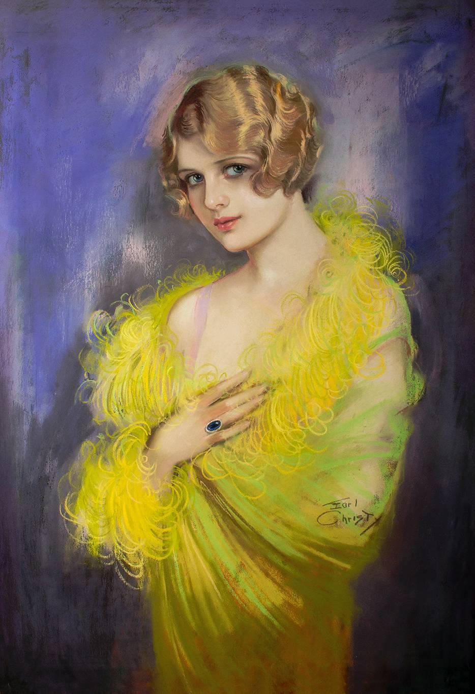 Earl Christy Portrait Painting – Flapper mit gebürstetem Haar
