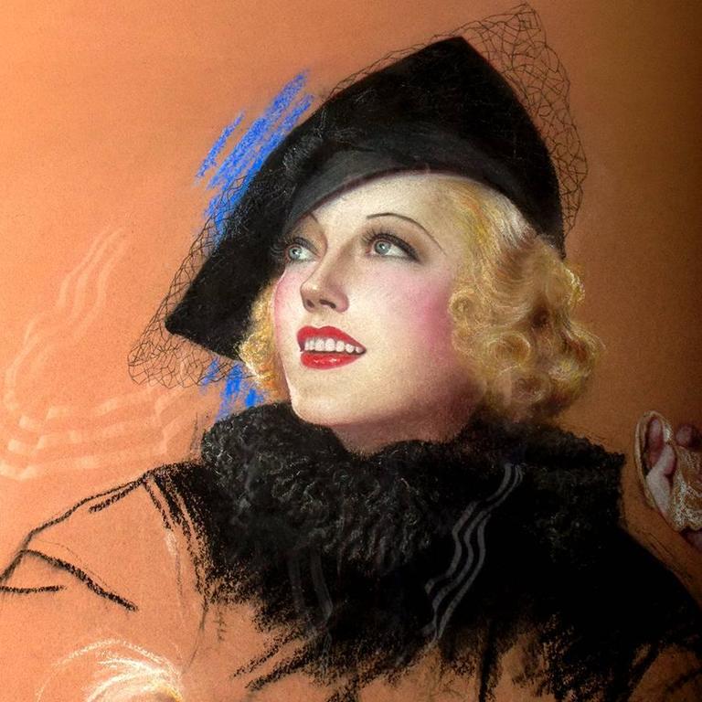 Marion Davies - Brown Portrait Painting by Charles Sheldon