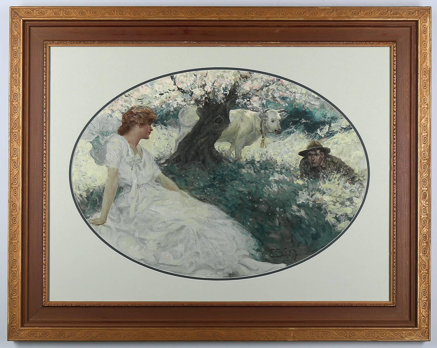 Edmund Ward Figurative Painting - Drumheads and Dairy Maids