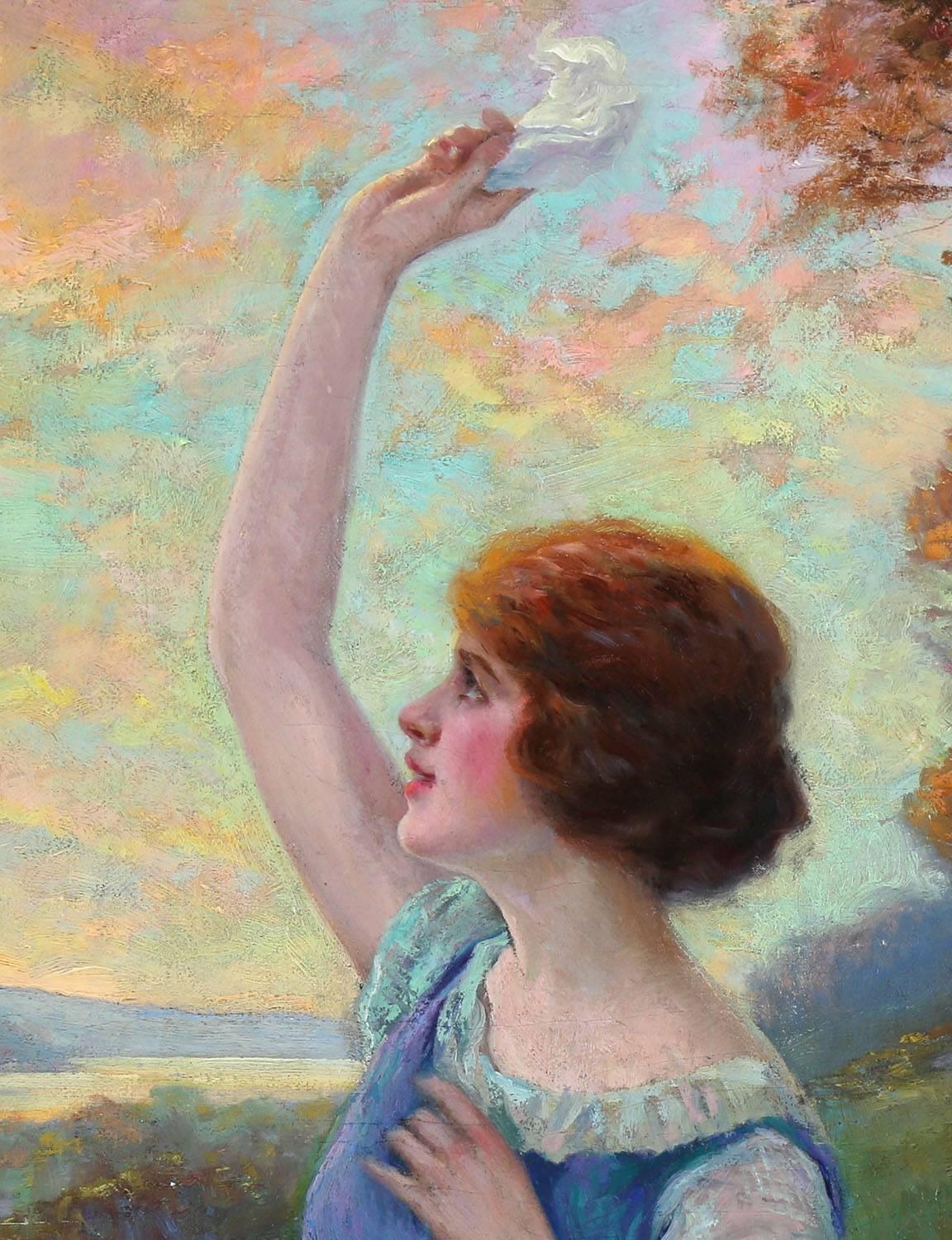 Waving Goodbye - Art Deco Painting by F.R. Harper