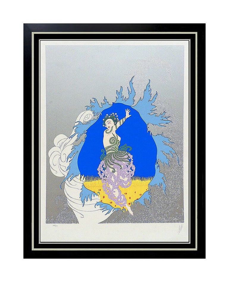 Erté ERTE Color Serigraph Original Vintage Hand Signed Embossed Deco
