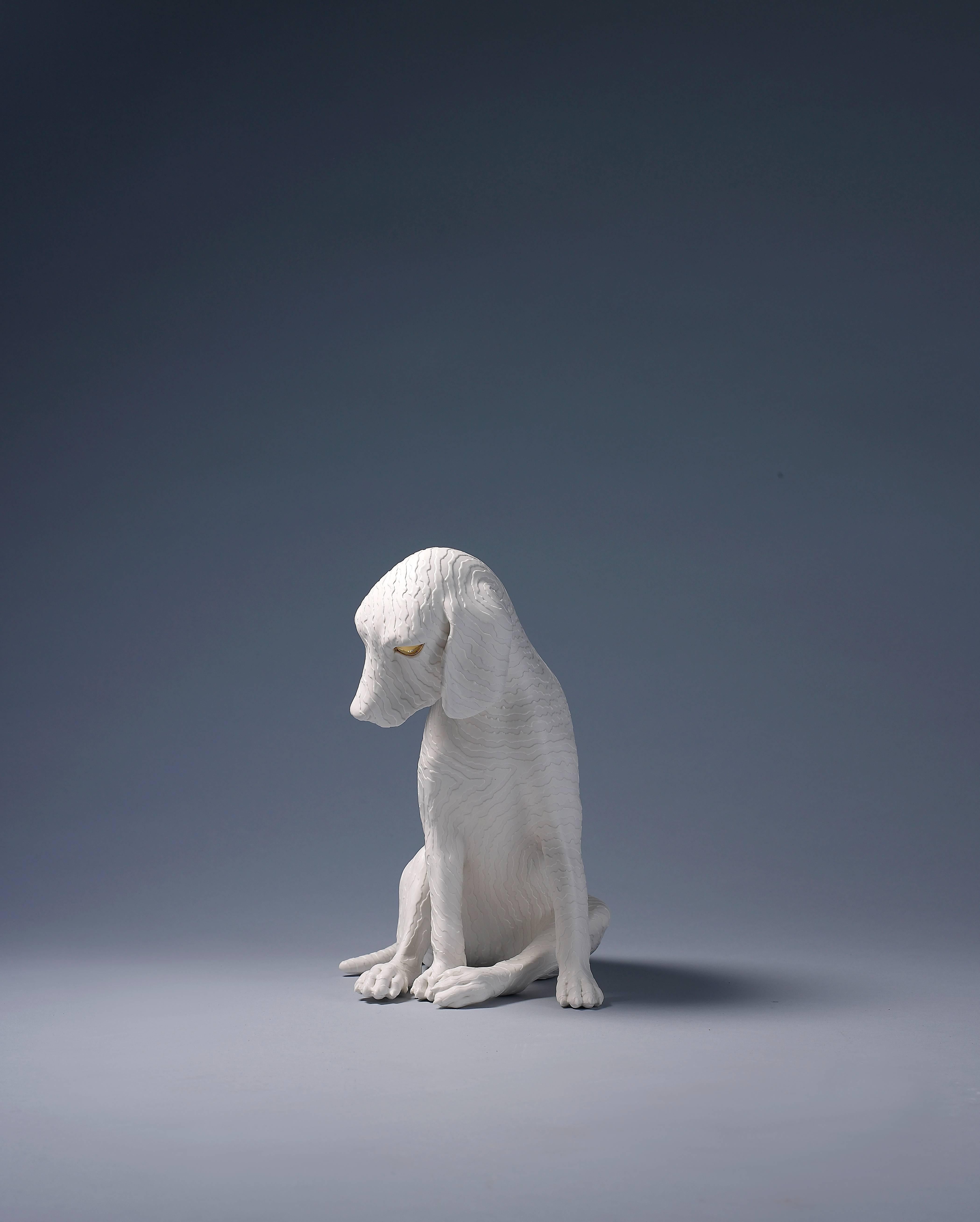 Wookjae Maeng Figurative Sculpture - The Imperceptible-Dog (Striped)