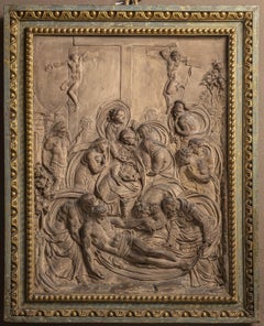 Bassorilievo figurativo religioso in stucco italiano del XIX secolo.